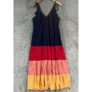 Old Navy Sleeveless Tasseled All-Day Color-Block Maxi Swing Dress Women Sz M